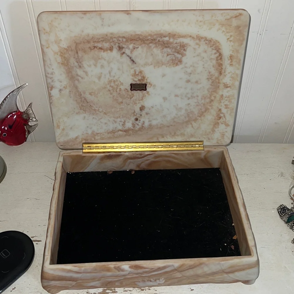 Large Vintage Incolay jewelry box ballerina